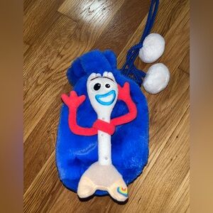 Disney Pixar Toy Story 4 Forky Plush Fuzzy Crossbody Bucket Bag Purse Blue